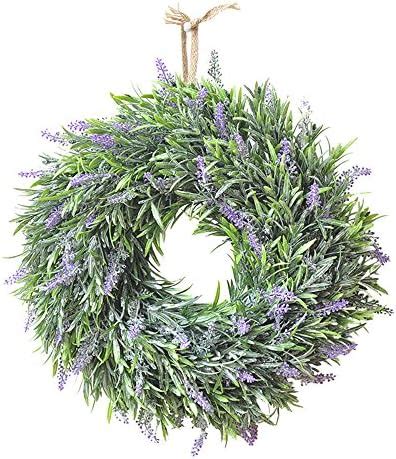 MagiDeal 18 Lavender Wreath For Front Door Artificial Lavender Wreath