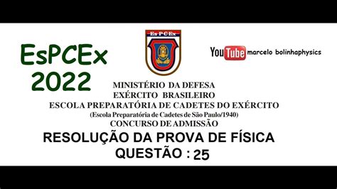 Resolução da prova de FÍSICA EsPCEx 2022 Questão 25 YouTube