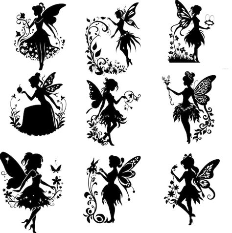 Premium Vector Fairy Silhouette Set Vector Illustration