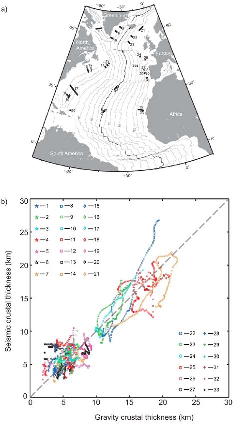 A Locations Of Seismic Refraction Profiles Used For Comparison Of