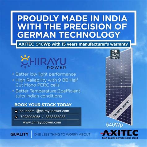 540 W Axitec Mono Perc Half Cut Solar Panles NON DCR 545wp At Best