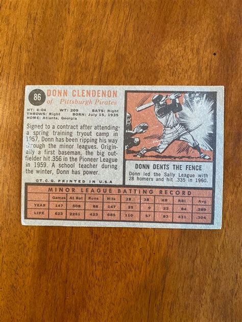 1962 Topps 86 Donn Clendenon RC EBay