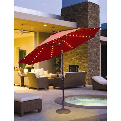 Evening Party Patio Umbrellas Large Galtech 11 Auto Tilt Umbrella With Led Lights Patio