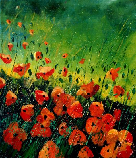 Pol Ledent Orange poppies painting - Orange poppies print for sale