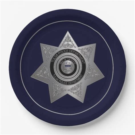 Tulsa-Police-Dept-Badge-OPTION 1-PAPER PLATE | Zazzle.com