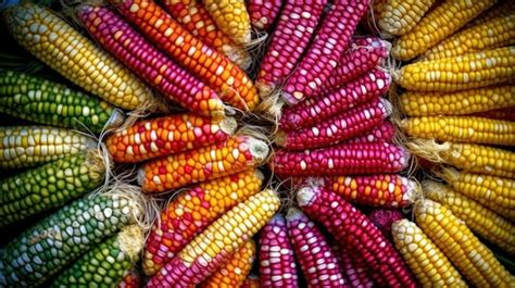 Una variedad de maíz en la mazorca de colores Foto Premium