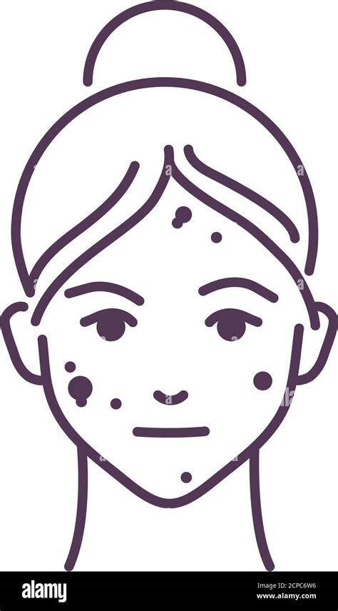 Acne On The Female Face Line Black Icon Skin Rash Dermatological