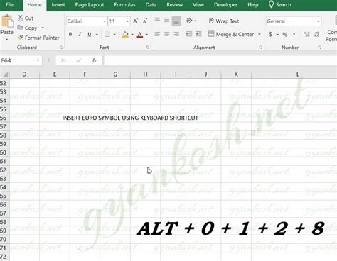 Several ways to insert EURO SYMBOL in EXCEL with Examples