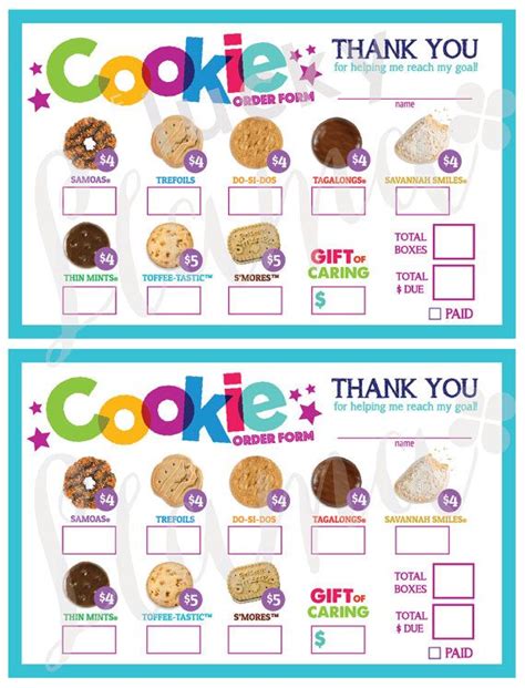 Printable Girl Scout Cookie Form Printable Forms Free Online