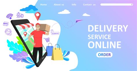 Delivery Concept Man Delivering Online With Grocery Order From Smart