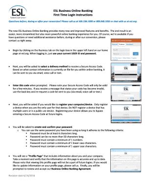 Fillable Online Esl Esl Business Online Banking Esl Fax Email Print