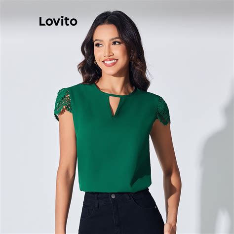 Lovito Blusa Casual Recorte Liso Para Mulheres Lbl Shopee Brasil