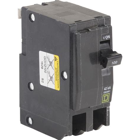 Square D QO 100 42kA 2 Pole Plug In Circuit Breaker QOH2100 The