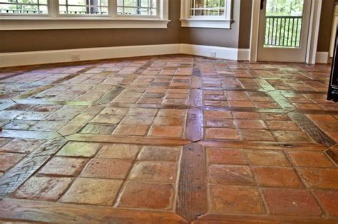 Antique Reclaimed French Terracotta Oak Floor Inlay - Mediterranean - Kitchen - other metro - by ...