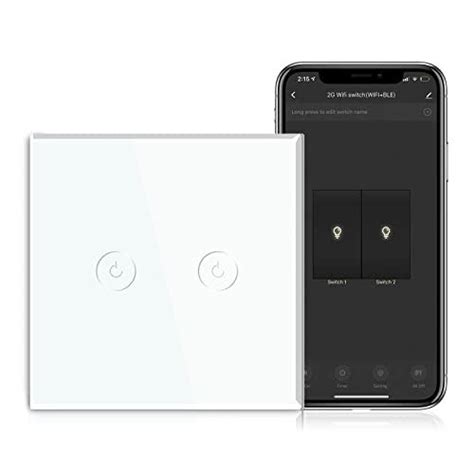 Stockist SG BSEED Smart Light Switch WiFi Alexa 2 Gang 1 Way