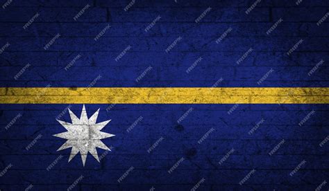 Nauru Bandeira Grunge Parede De Tijolos Textura Símbolo Nacional Estilo Simples Design Concreto