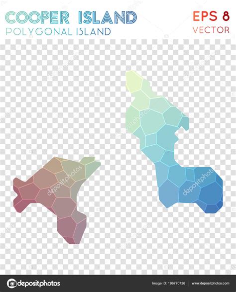 Cooper Island Polygonal Map Mosaic Style Island Memorable Low Poly