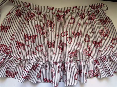 1980s Vintage Half Apron Roosters Butterflies Fruit Flowers Etsy In 2020 Half Apron Aprons