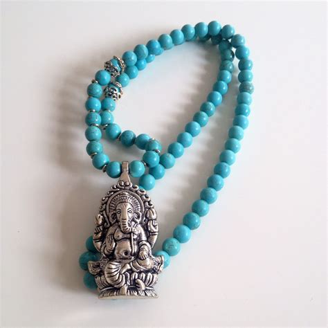 Turquesas Y Ganesh Ganesha Beaded Necklace Jewelry Fashion Craft