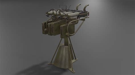 3d Model Quadruple Mounted Maxim Anti Aircraft Machine Gun Vr Ar