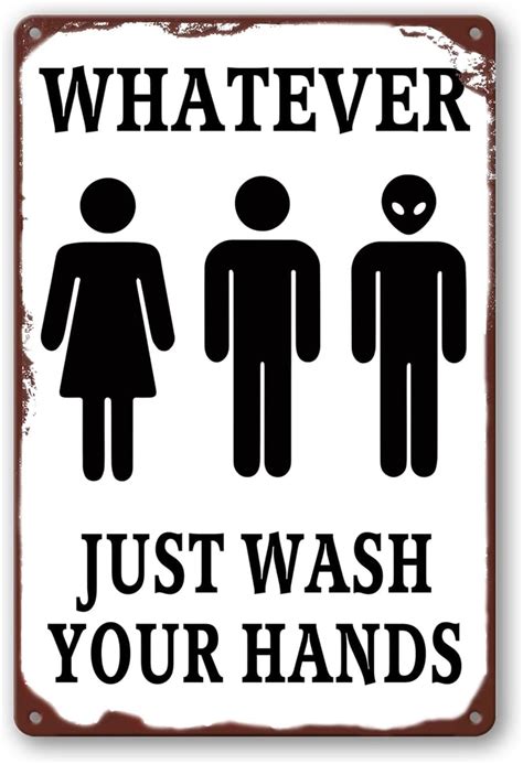 Wash Hands Sign Bathroom Metal Tin Sign Funny Restroom Sign Metal Signs Vintage