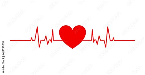 Red heart beat isolated on white background. Heart vector illustration ...