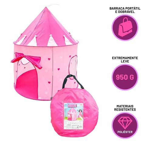 Barraca Infantil Dobrável Tenda Castelo Das Princesas Cabana DM Toys