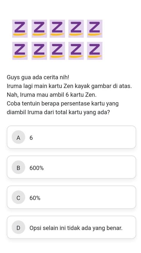 Matematika Sekolah Dasar Kuis Dari Zenius Untuk Kalian Opsi A 6 B