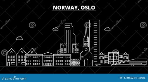 Oslo Silhouette Skyline Norway Oslo Vector City Norwegian Linear