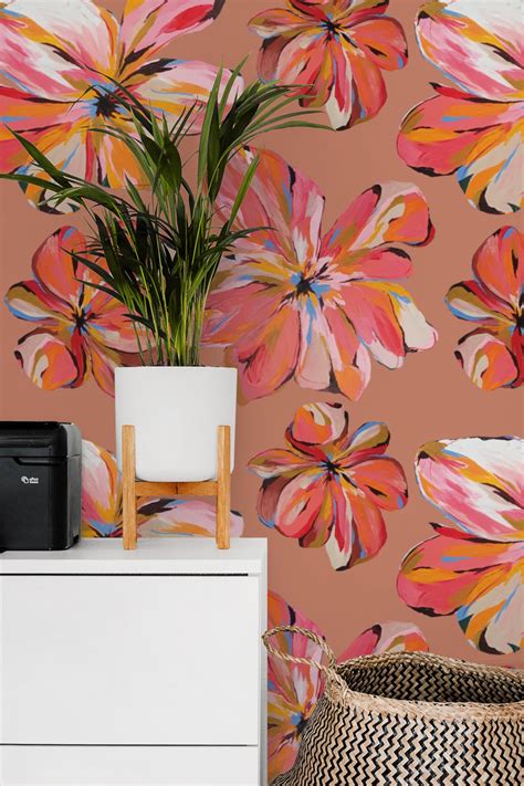 Pink On Pink Floral Removable Wallpaper 541 Etsy