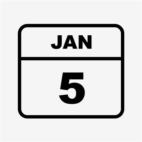 January Calendar Clipart PNG Images, January 5th Date On A Single Day ...