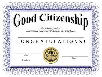 Good Citizenship Award by Jen Laratonda | TPT