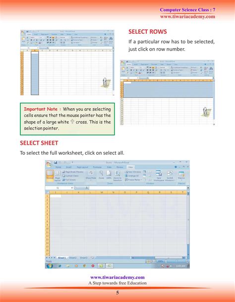 Class 7 Computer Science Chapter 4 Basics Of Microsoft Excel