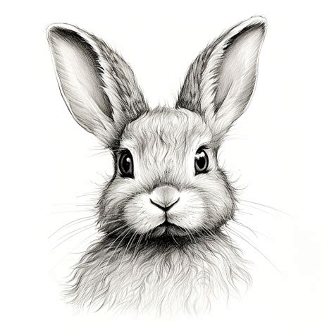 Cute Rabbit Fine Line Pencil Drawing, Printable Clip Art Illustration ...