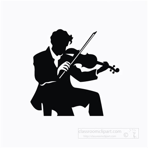 Music Silhouette Clipart-seated musician playing the violin silhouette