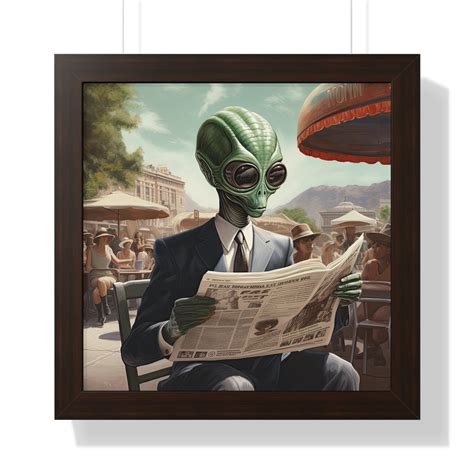 Vivid Green Alien Portrait 16x16, Alien Wall Art, Ufos, Business Aliens ...