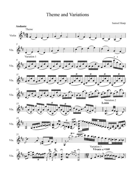 Theme And Variations For Solo Violin