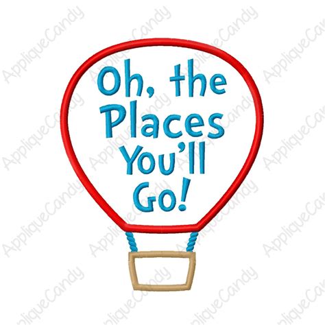 Oh The Places Youll Go Hot Air Balloon Applique By Appliquecandy