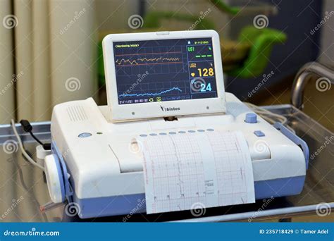 Cardiotocography Device Placed On Mother S Abdomen Recording The Fetal