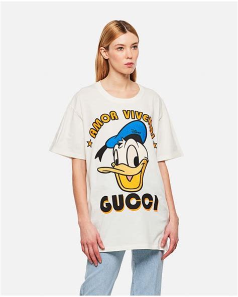 Gucci Cotton Disney X Donald Duck T Shirt In Beige Natural Lyst