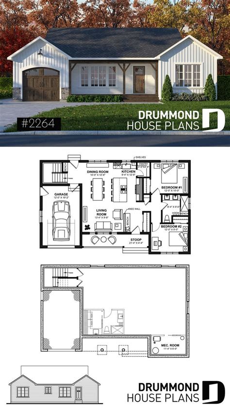 Two Story House Plans With Garage And Living Room In The Middle One