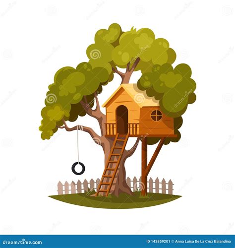 Casa En El árbol Para Los Niños Ilustración Del Vector Ilustración De