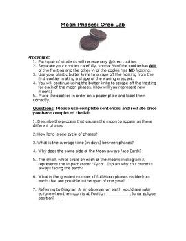 Oreo Moon Phase Activity By Sanchez Science TPT