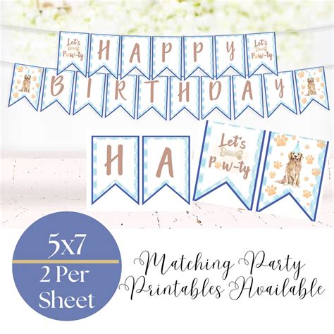 PRINTABLE Dog Happy Birthday Banner, Puppy Birthday Bunting, Dog Theme ...