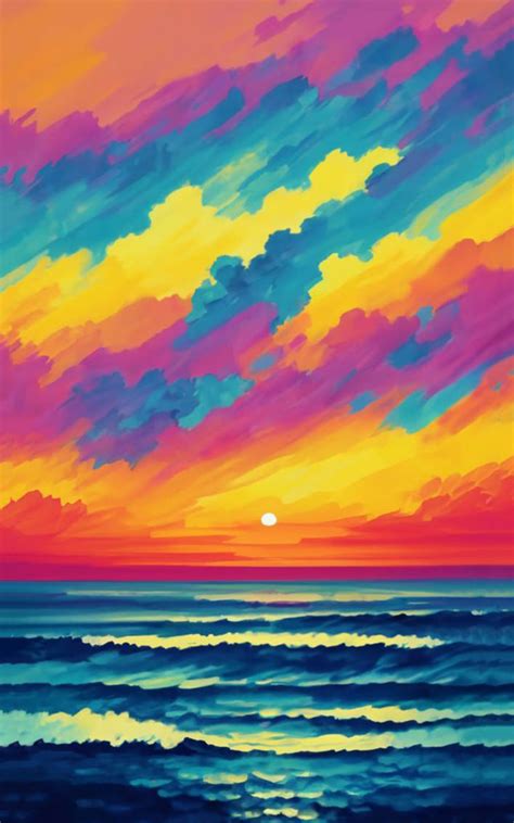 sunset painting with a colorful sky over the ocean by StardustAvenue on DeviantArt