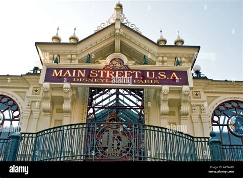 Paris France Amusement Parks Disneyland Paris Detail Sign Main Street