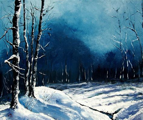 Winter Landscape Painting by Veronique Radelet