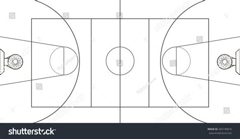 Monochrome Basketball Court Top View Scheme Stock Vector (Royalty Free ...