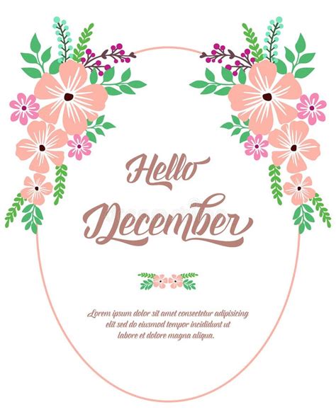 Space For Text Hello December With Beautiful Bright Wreath Frame