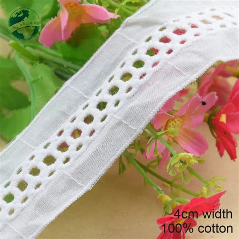 4cm White Lace Cotton Embroid Lace Sewing Ribbon Fabric Guipure Diy